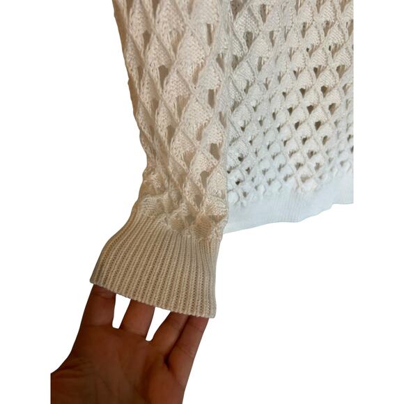 American Eagle cream open knit sweater medium‎ cotton fall layering pullover top - Picture 4 of 7